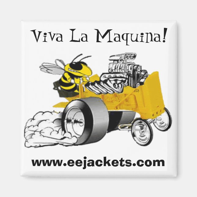 Íman "Viva La Maquina" E-E Dragster Jaqueta Amarelo Mag (Frente)