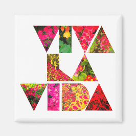 Íman VIVA LA VIDA White Floral Letters Square