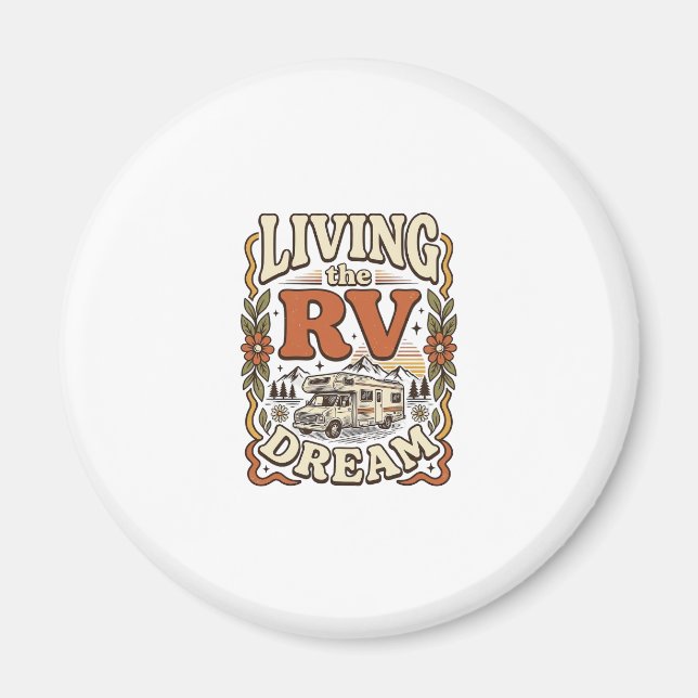 Íman Vivendo o Sonho do RV Design de Camisa de Camping  (Frente)