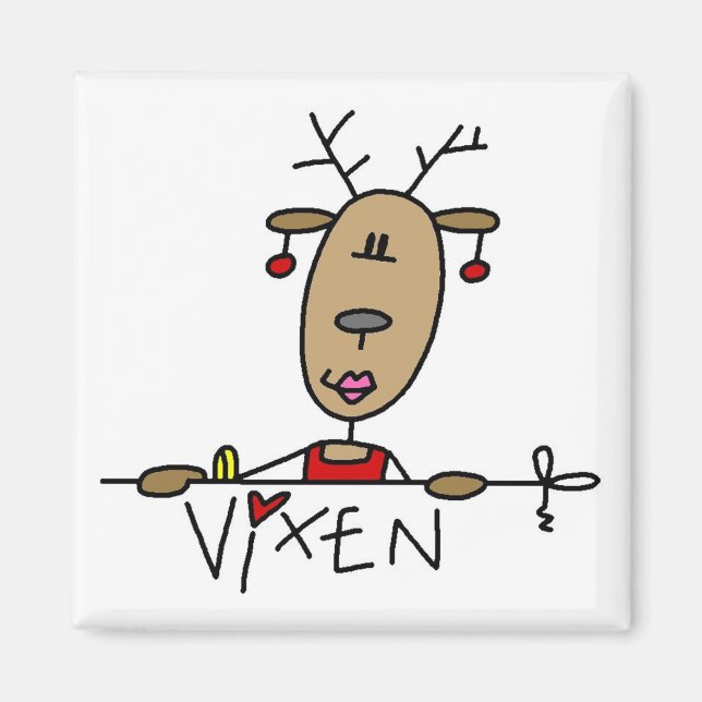 Íman Vixen Reindeer Camisetas de Natal e presentes (Frente)