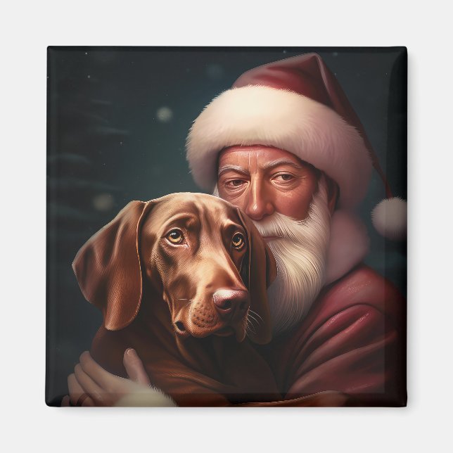 Íman Vizsla com Papai Noel Natal Festivo (Frente)