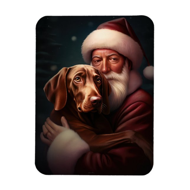 Íman Vizsla com Papai Noel Natal Festivo (Vertical)
