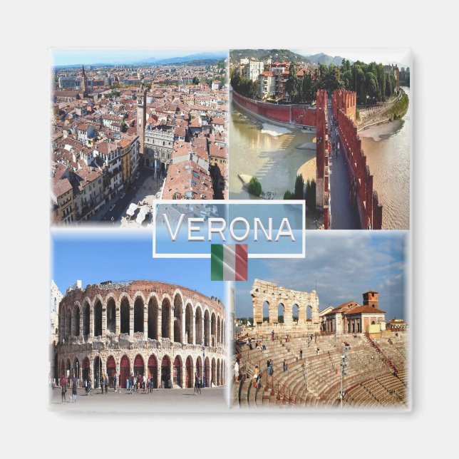 Íman VNT009 VERONA, Mosaico, Veneto, Itália, Cordilheir (Frente)