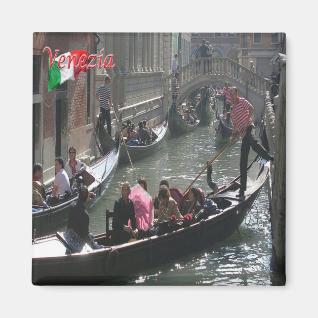 Íman VNT063 VENICE, Gondolas, Veneto, Itália, Fridge (Frente)
