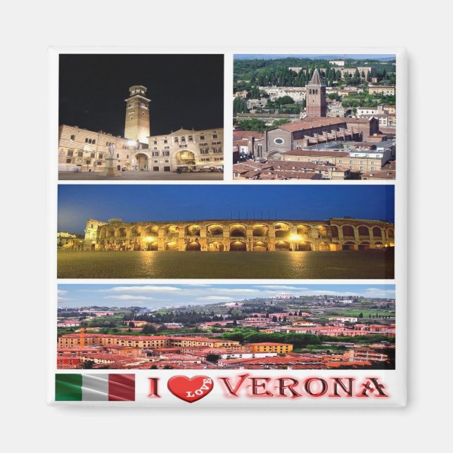 Íman VNT090 VERONA I Love, Mosaico, Itália. Frasco (Frente)