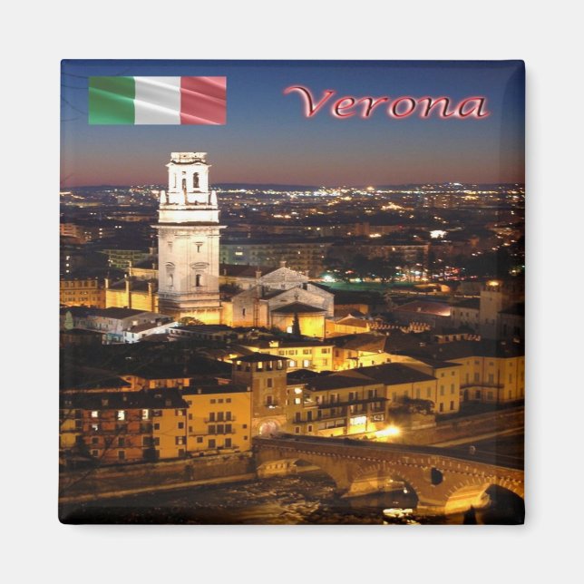 Íman VNT092 VERONA, ponte de catedral e pedra, frigoríf (Frente)