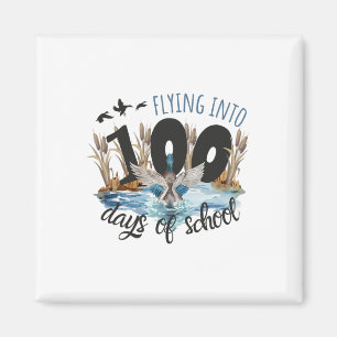 Íman Voando Para 100 Dias De Pato Escolar Caçando 100º