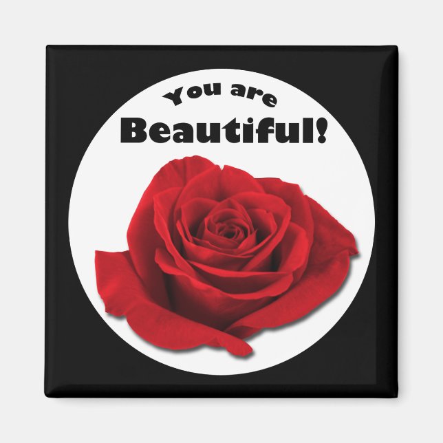 Íman "Você é bonita", Rosa vermelha Magnet (Frente)