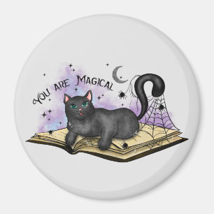 Íman Você É Mágico - Místico Preto Gato e Vintage Book