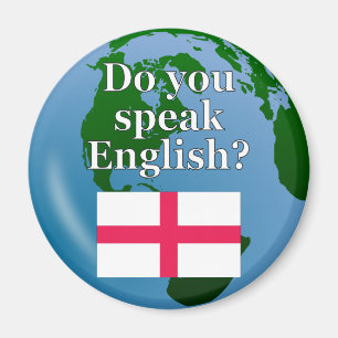 Íman "Você fala inglês?" em inglês. Sinalizador e gl