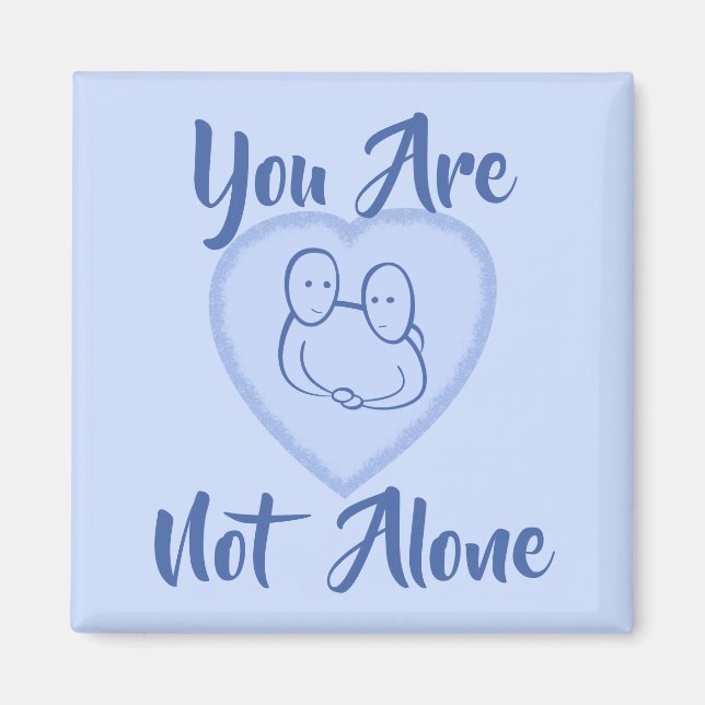 Íman "Você não está sozinho" Coração Azul (Frente)