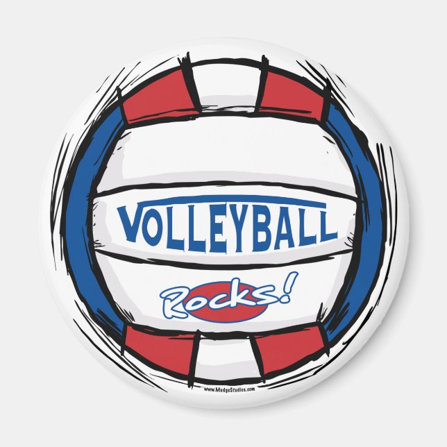 Íman Você Pode Ti-Lo Vermelho Azul De Voleibol (Frente)