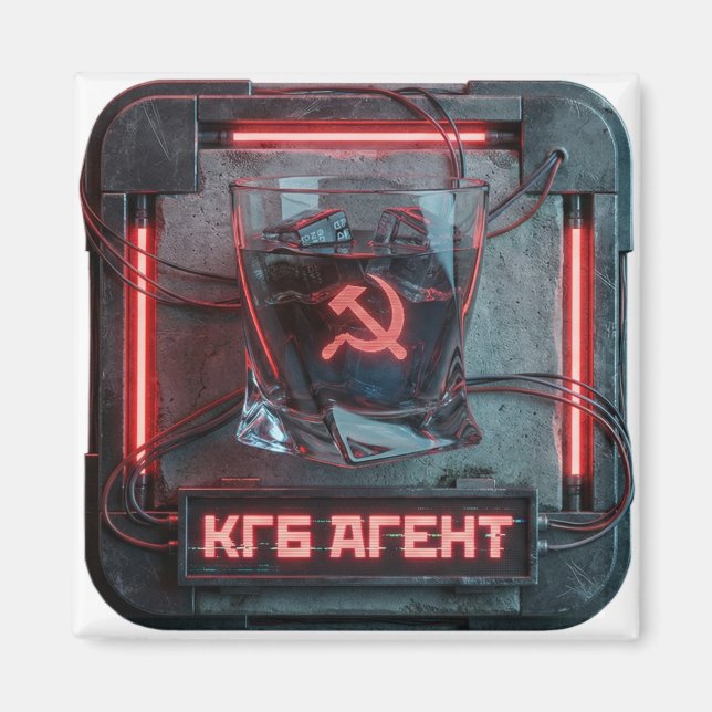 Íman Vodka Shot Agente Vermelho Cyberpunk (Frente)