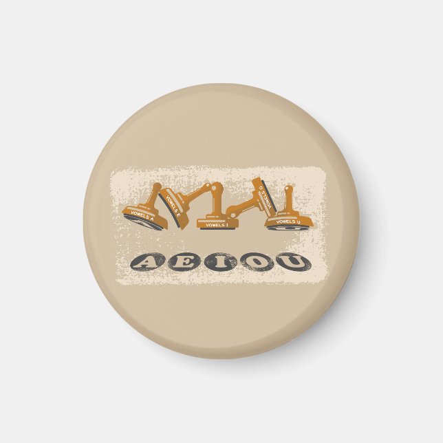 Íman Vogels AEIOU em inglês (Frente)