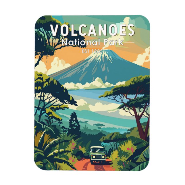 Íman Volcanoeiros Parque Nacional Ruanda Viagem Art Vin (Vertical)