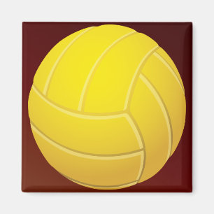 Íman Voleibol Amarelo Fundo Vermelho Terrível