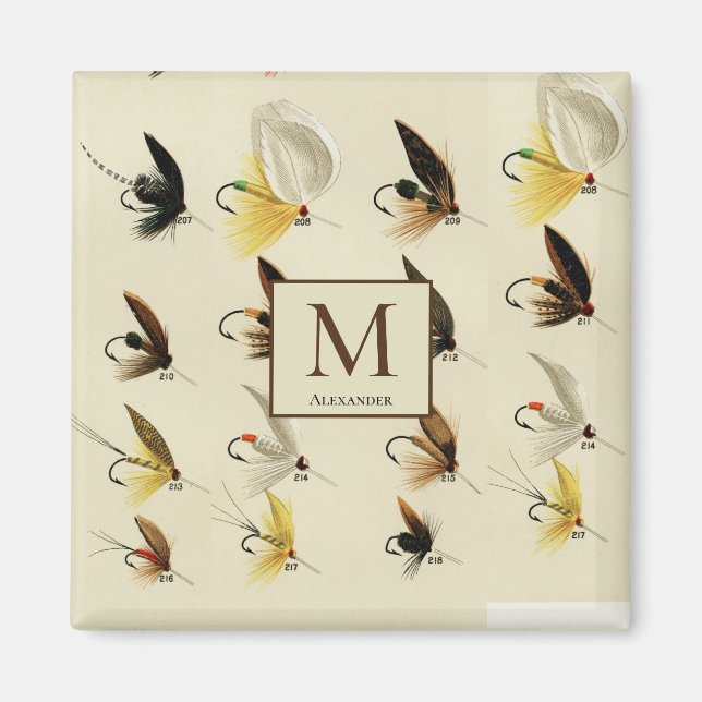 Íman Voo Vintage Pesca Mosca Aquarela Náutica (Frente)