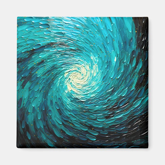Íman Vórtice Abstrato de Oceano Turquesa (Frente)
