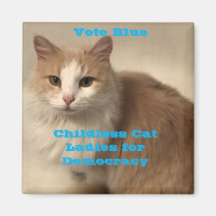 Íman Votar Damas de Gato Isolado Azul