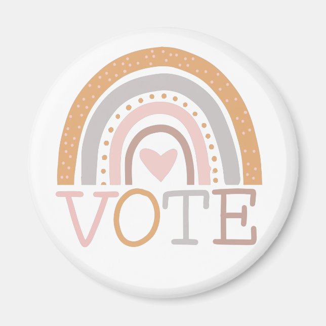 Íman Votar | Design de Texto Cute Pastel Arco-íris (Frente)