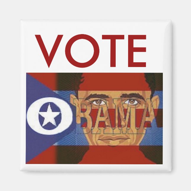 Íman Vote Obama Square Magnet (Frente)