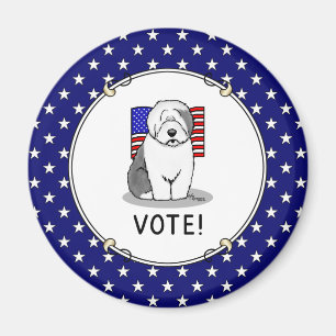 Íman Votem! Velha Cinza Inglesa Sheepdog 1 Política Cus
