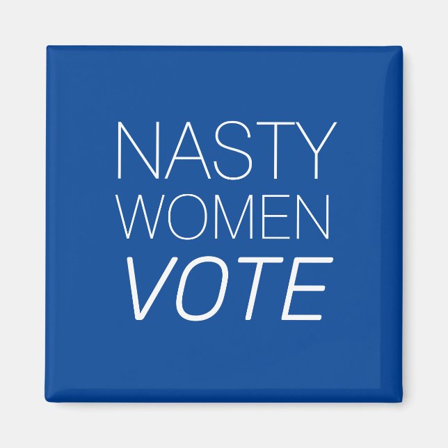 Íman "Voto de mulher desagradável", azul (Frente)