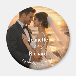 Íman Votos de Casamento Romântico ao Pôr do Sol na Prai