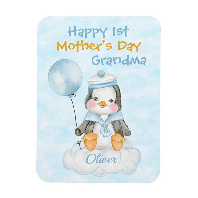 Íman Vovó 1º Dia das Mães Pinguim Azul (Vertical)