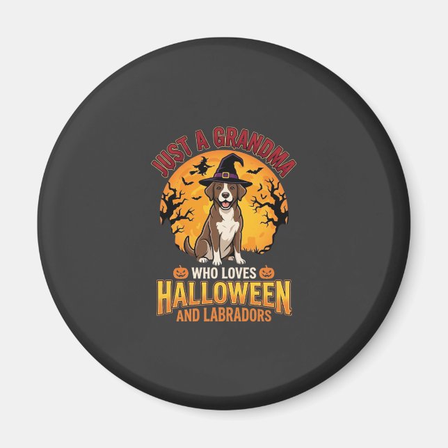 Íman Vovó de Halloween Labrador Design de Cachorro_1 (Frente)