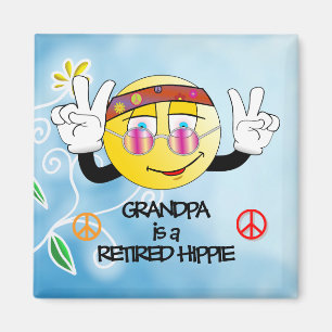 Íman Vovô é um Hippie Aposentado, design colorido, Ma