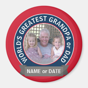 Íman Vovô Foto do maior Pai do mundo - azul vermelho