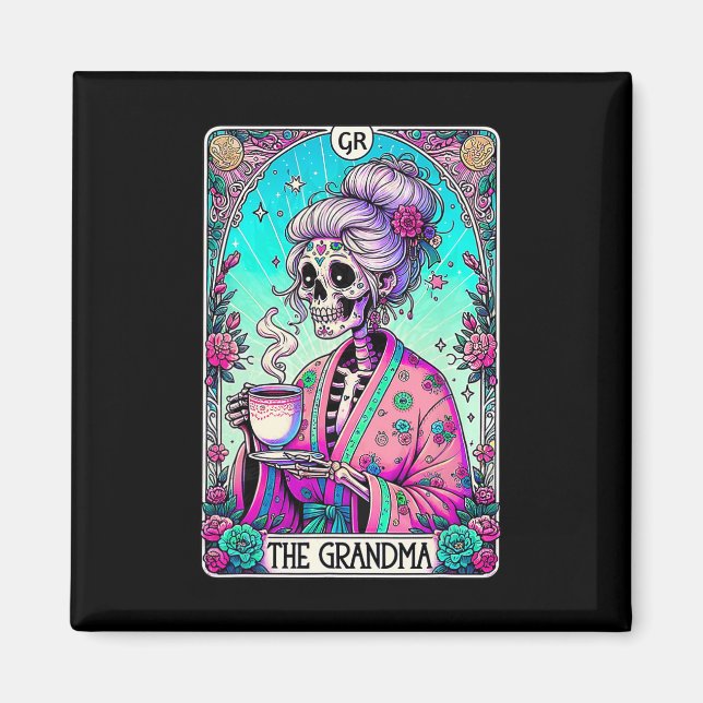 Íman Vovó Tarot Card Skeleton Dia de as mães Witch (Frente)