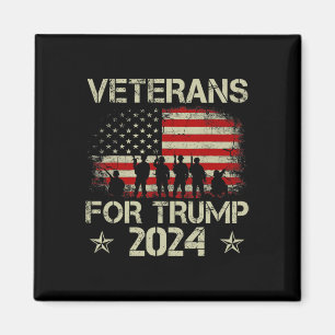 Íman Vovô Veteranos Para Trump 2024 American Flag 4th