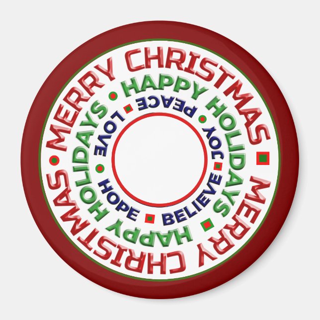 Íman Vovô Vovó Família Foto de Natal Personalizada (Frente)