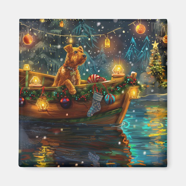 Íman Voyage festiva no Natal Airedale (Frente)