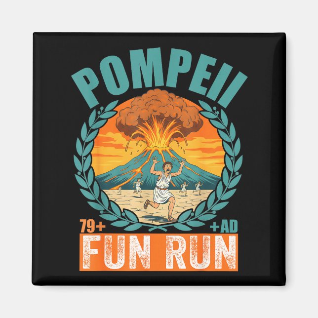 Íman Vulcano Engraçado Pompeii Fun Run Geografia Vulcan (Frente)