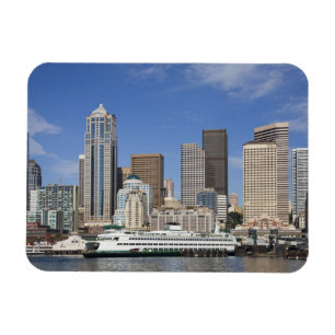 Íman WA, Seattle, panorama de Seattle com balsa