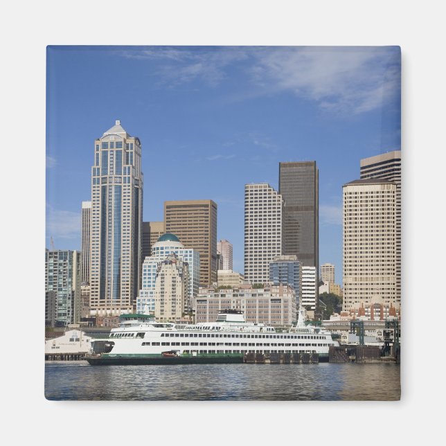 Íman WA, Seattle, panorama de Seattle com balsa (Frente)