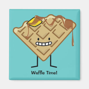 Íman Waffle feliz com o pequeno almoço do xarope e da
