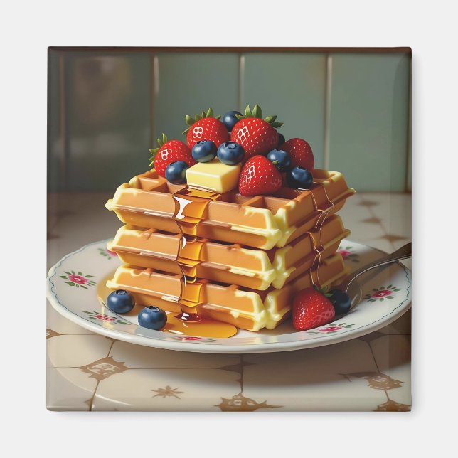 Íman Waffles com Morangos e Mirtilos (Frente)
