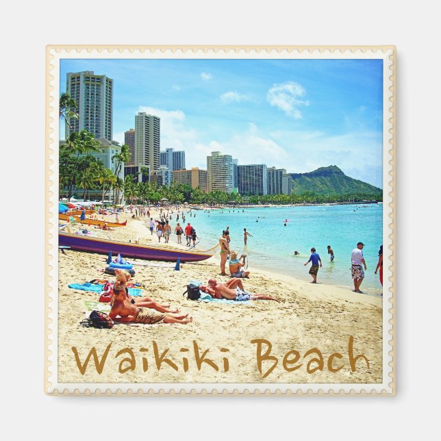 Íman Waikiki Beach Magnet (Frente)