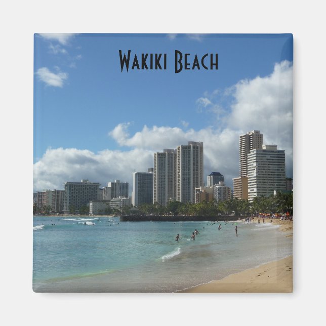 Íman Wakiki Beach Hawaii Foto Magnet Oahu Honolulu (Frente)