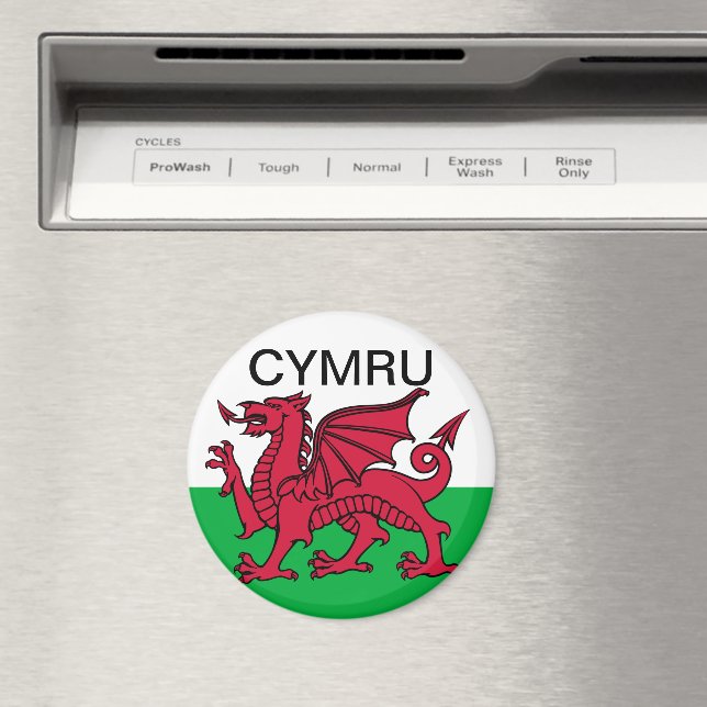 Íman Wales Flag Red Dragon Cymru Viagem (In Situ (Dishwasher))
