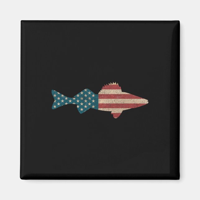 Íman Walleye Fish American Flag Sauger Angling (Frente)
