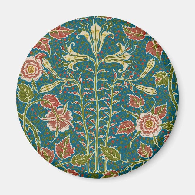 Íman Walter Crane Antiga Floral de Lírio e Rosa (Frente)
