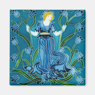 Íman Walter Crane Bluebell Art Nouveau Flor Menina