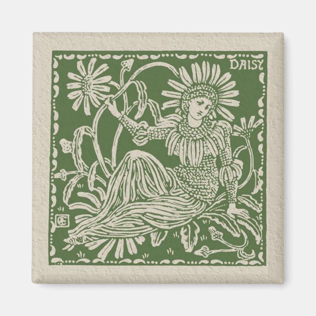 Íman Walter Crane Daisy Azulejo (Frente)