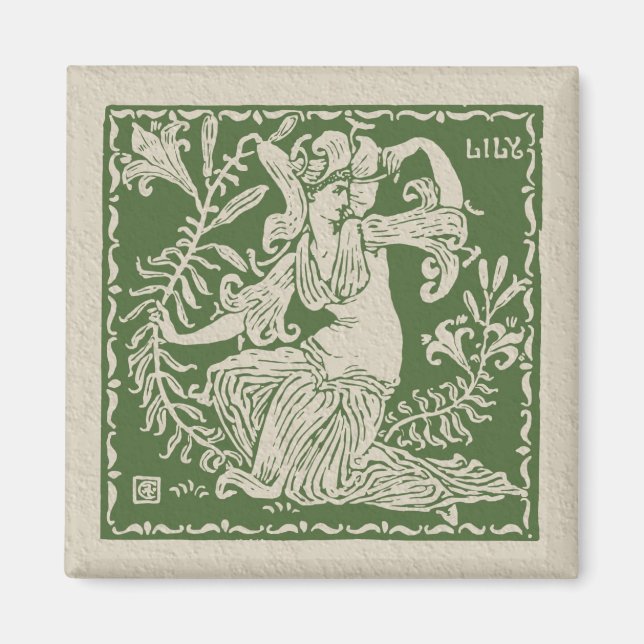 Íman Walter Crane Lily Azulejo (Frente)