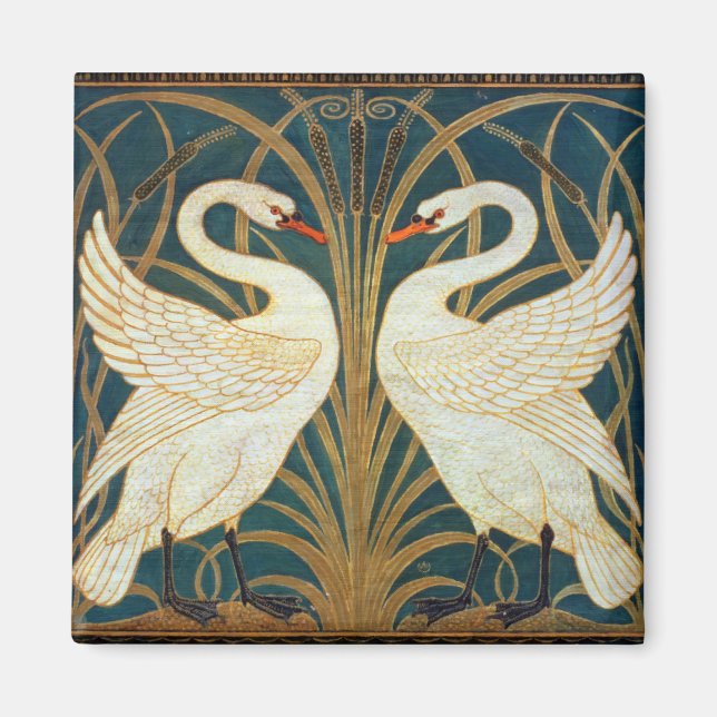 Íman Walter Crane Swan, Rush E Iris Art Nouveau (Frente)
